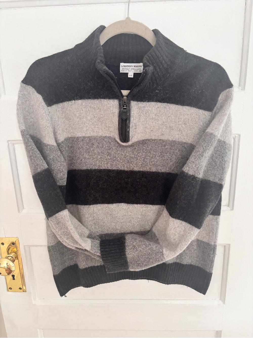 Lorenzo Magni Men's Striped 1/4 Zip Sweater